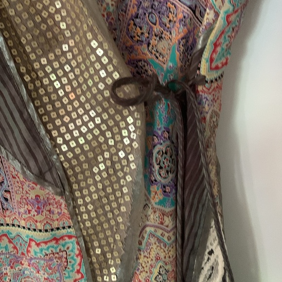 Silk Crochet and Beaded Side Tie Blouse - Picture 3 of 8